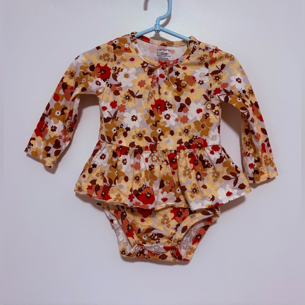 Carter's Floral Peplum Baby Onesie - Red and Yellow